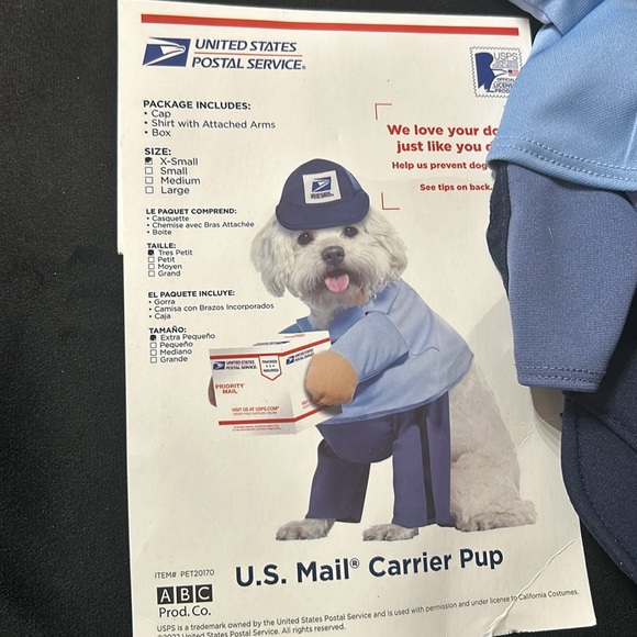 USPS Delivery Driver Dog & Cat Costume - Picture 4 of 5